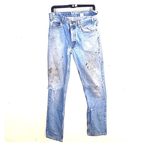 VINTAGE LEVIS destroyed high waisted jeans 33x34 - Picture 1 of 6